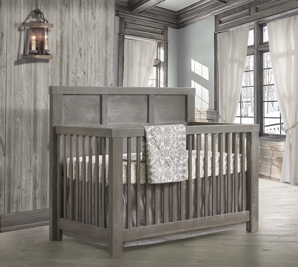 Natart Rustico Convertible Crib and Double Dresser - Owl