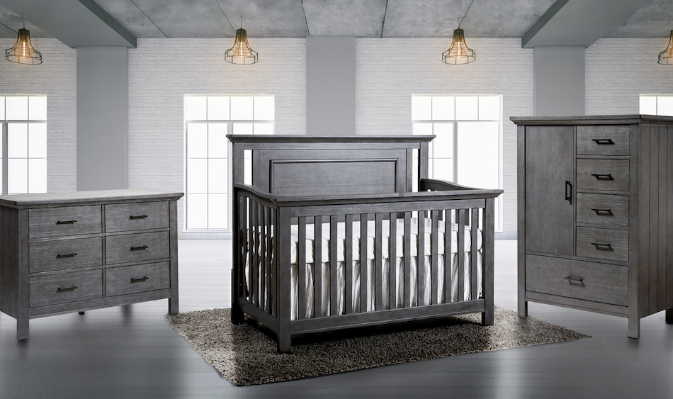 Pali Design Como Flat Top Forever Crib & Dressers Granite