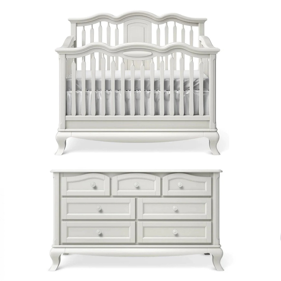 Romina Furniture Cleopatra Convertible Crib + Double - White