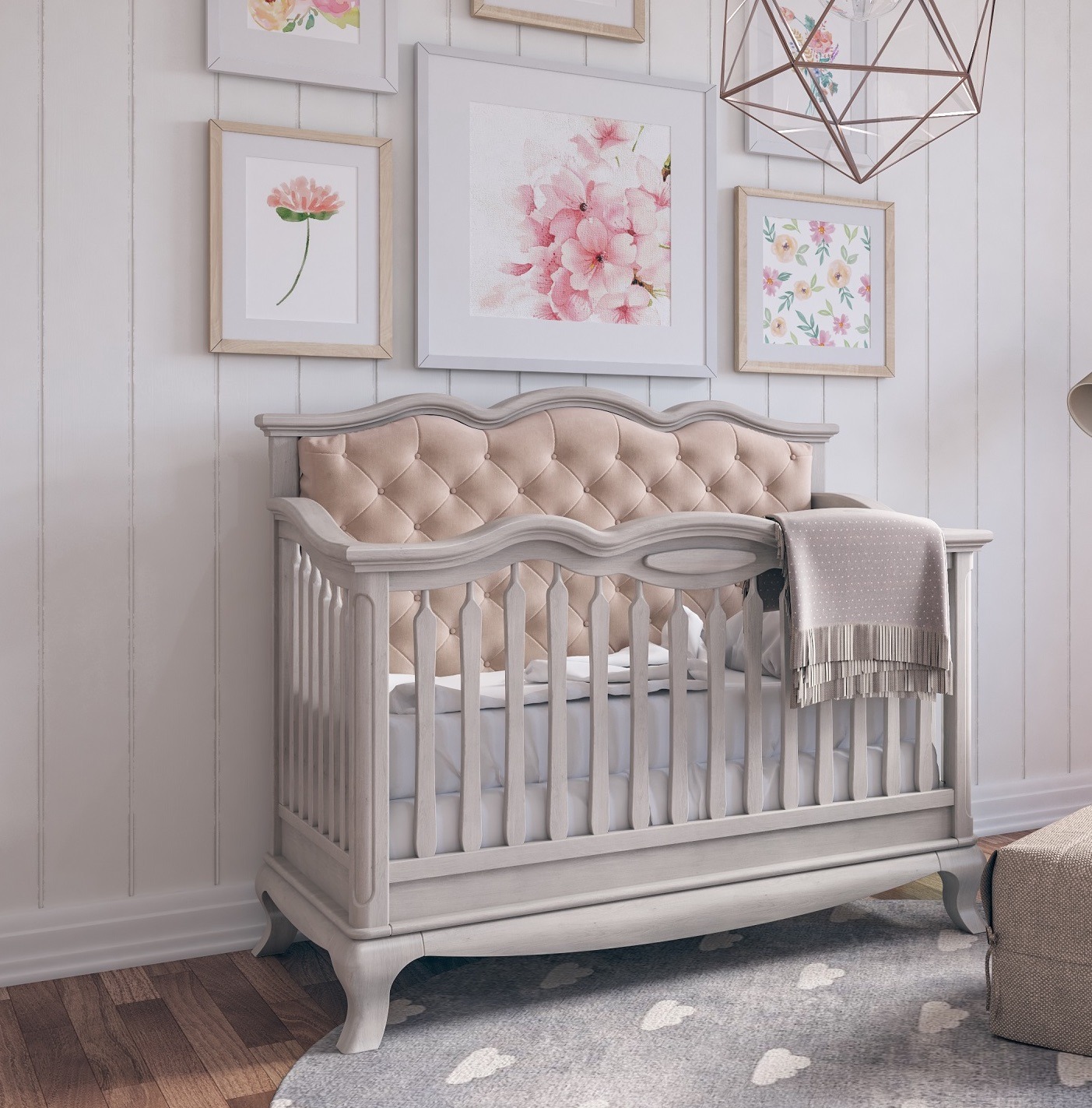 Romina Furniture Cleopatra Tufted Crib + Double - Stardust