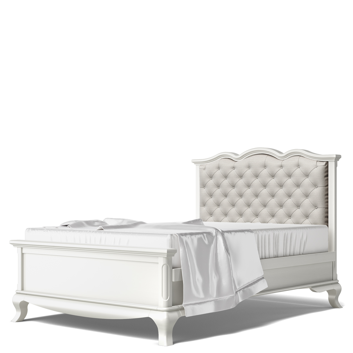 Romina Cleopatra Full Bed with Beige Linen Tufted Headboard