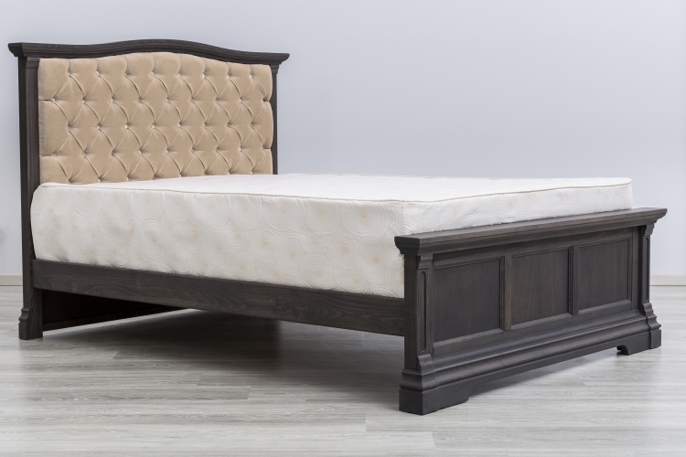 Romina Imperio Full Bed with Beige Linen Tufted Headboard