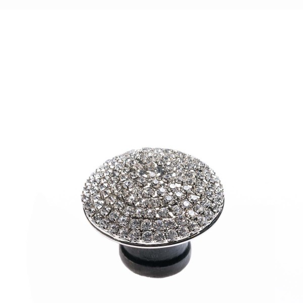Romina Furniture Round Crystal Dome - Silver with White Stone