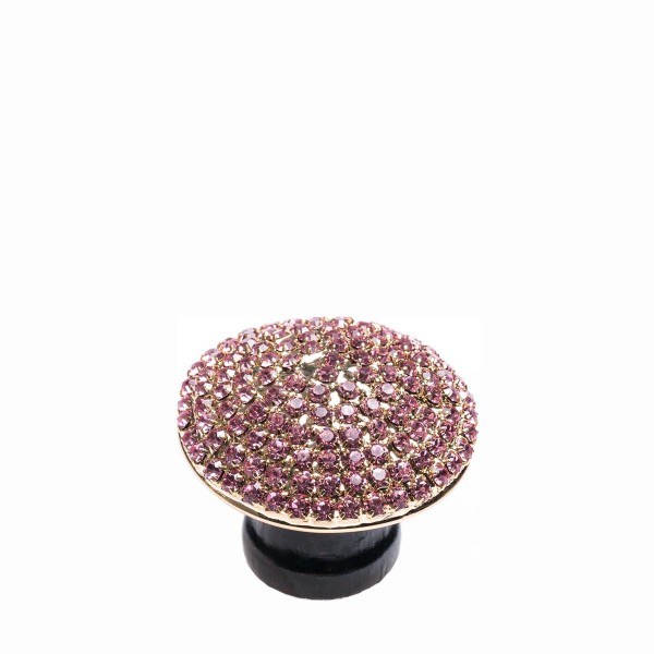Romina Furniture Round Crystal Dome - Gold with Pink Stone