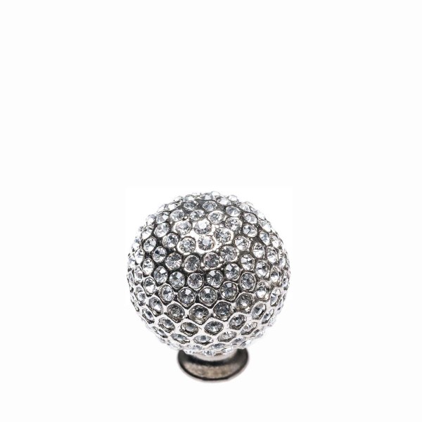 Romina Furniture Crystal and Metal Ball - Silver w White Stone
