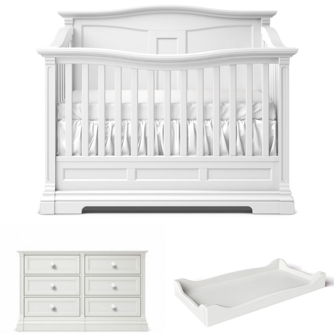 Romina Imperio Panel Crib + Double Dresser + Changer - White