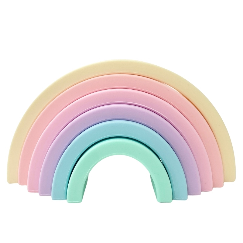 Sugar + Maple 6 piece Silicone Stacking Pastel Rainbow
