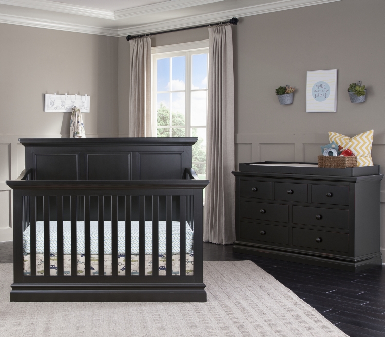 Westwood Design Pine Ridge Convertible Crib and Dresser, Black